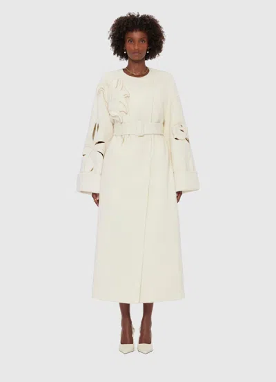 Leo Lin Celestine Wool Blend Coat Dress In White