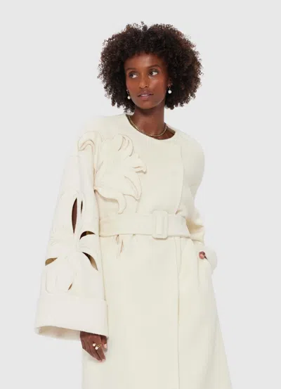 Leo Lin Celestine Wool Blend Coat Dress In White