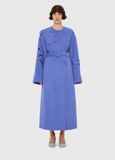 Leo Lin Celestine Appliqué Wool Coat - Moonlight In Blue