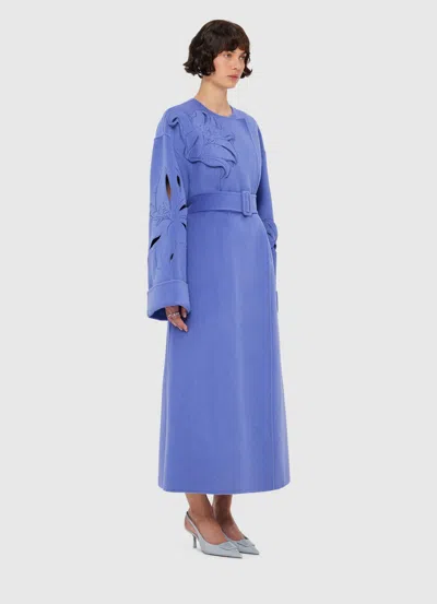 Leo Lin Celestine Appliqué Wool Coat - Moonlight In Blue