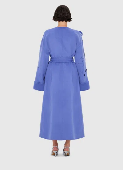 Leo Lin Celestine Appliqué Wool Coat - Moonlight In Blue