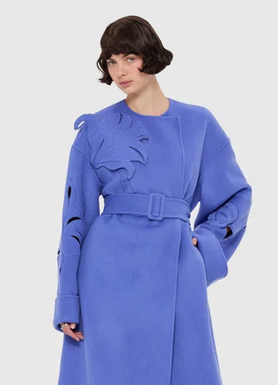 Leo Lin Celestine Appliqué Wool Coat - Moonlight In Blue