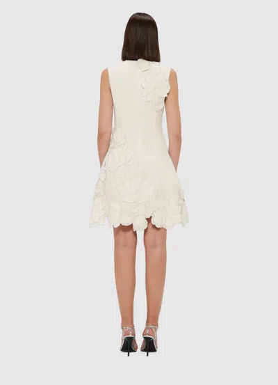 Leo Lin Chloe Floral-appliquéd Crepe Mini Dress In Vanilla