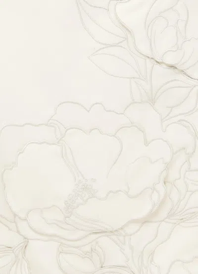 Leo Lin Chloe Floral-appliquéd Crepe Mini Dress In Vanilla