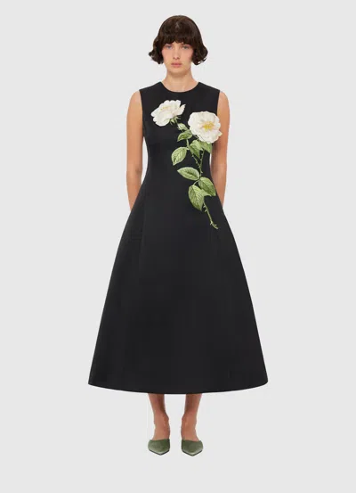 Leo Lin Cleo Flower-embellished Sleeveless Dress In Black