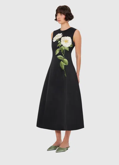 Leo Lin Cleo Flower-embellished Sleeveless Dress In Black