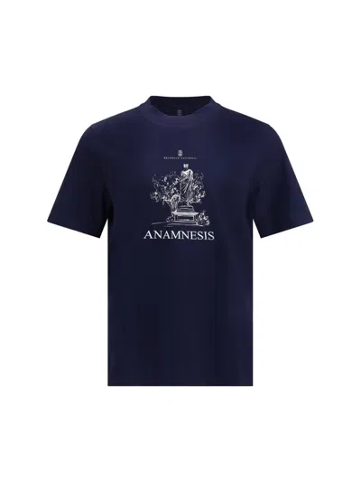 Brunello Cucinelli Anamnesis Print T-shirt In Blue