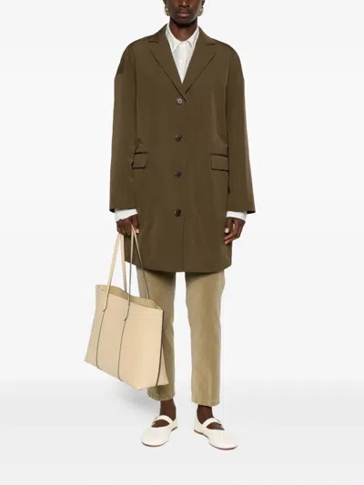 Aspesi Button-front Notched-lapel Coat In Green