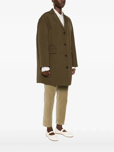 Aspesi Button-front Notched-lapel Coat In Green