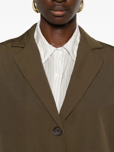 Aspesi Button-front Notched-lapel Coat In Green