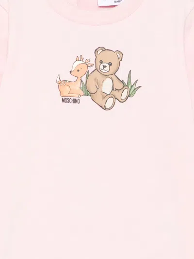 Moschino Teddy-deer Crew-neck Dress In Pink