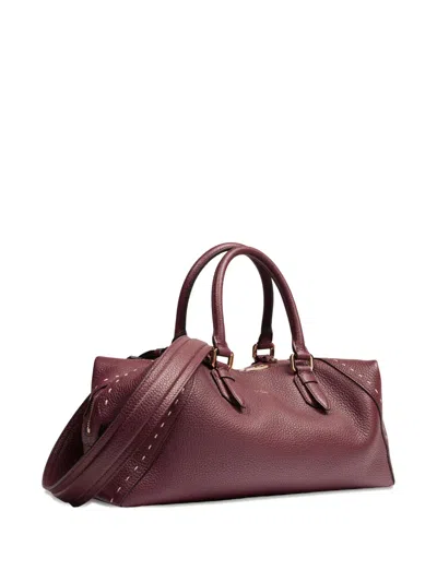 Lancel Medium Boston Leather Tote Bag In Red
