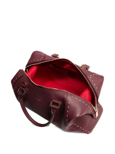 Lancel Medium Boston Leather Tote Bag In Red