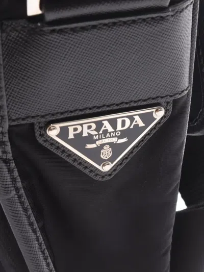 Pre-owned Prada 00s Small Logo-plaque Messenger Bag In Black