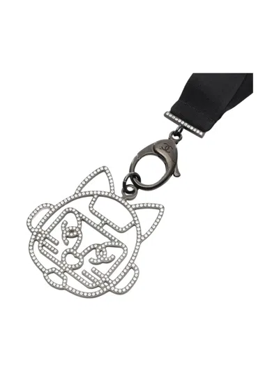 Pre-owned Chanel 1986-1988 Cat-robot Necklace In Black