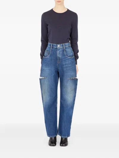 Maison Margiela Cut-out Jeans In Blue