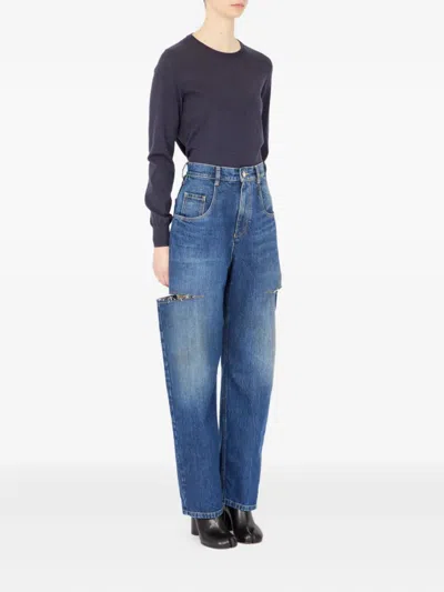 Maison Margiela Cut-out Jeans In Blue