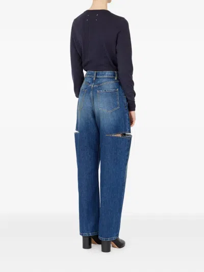Maison Margiela Cut-out Jeans In Blue
