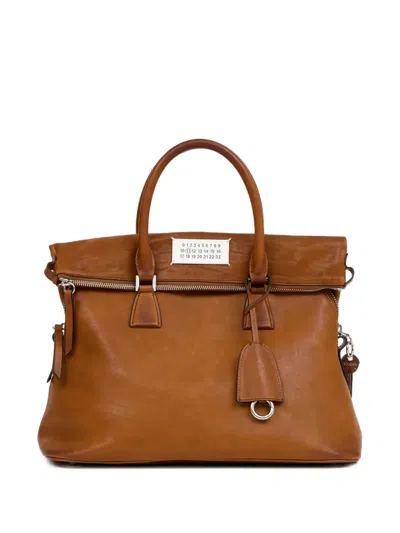 Maison Margiela Medium 5ac Loved To Death Leather Top Handle Bag In Brown