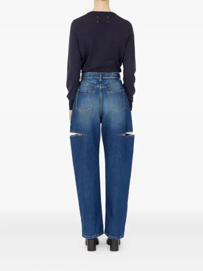 Maison Margiela Cut-out Jeans In Blue
