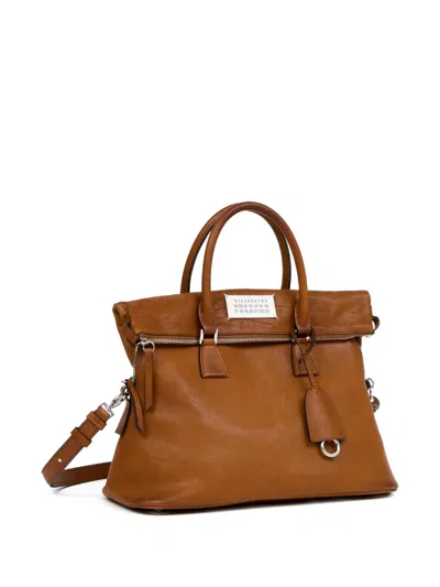 Maison Margiela Medium 5ac Loved To Death Leather Top Handle Bag In Brown