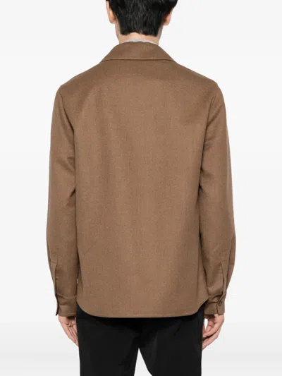 Canali Wool-blended Jacket In Brown