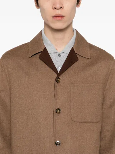 Canali Wool-blended Jacket In Brown