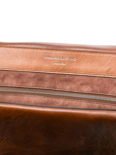 Ermanno Scervino Structured Brown Shoulder Bag With Silver-tone Hardware