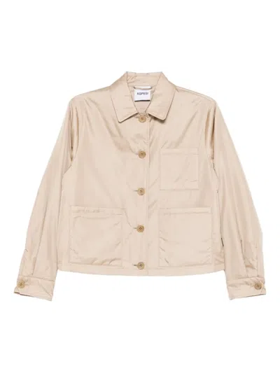 Aspesi Buttoned Patch-pocket Jacket In Neutral