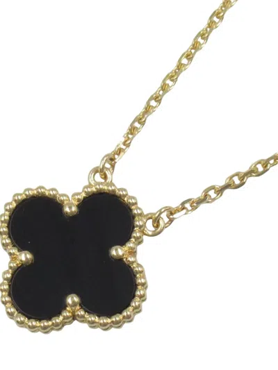 Pre-owned Van Cleef & Arpels 2010 18kt Yellow Gold Alhambra Onyx Necklace