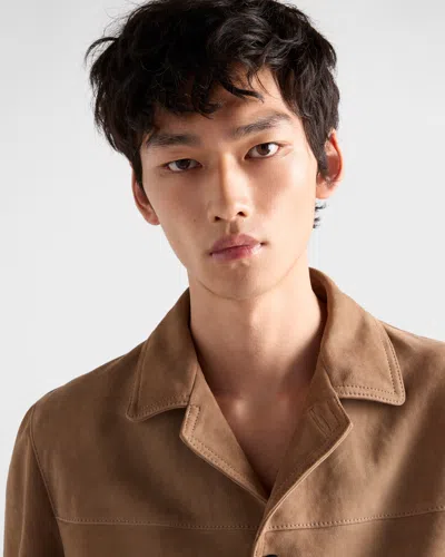 Prada Suede Jacket In Brown