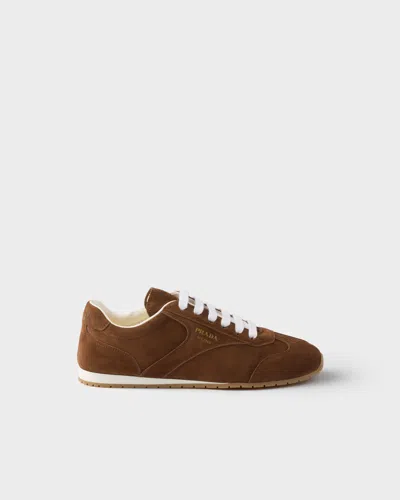 Prada Suede Sneakers In Brown