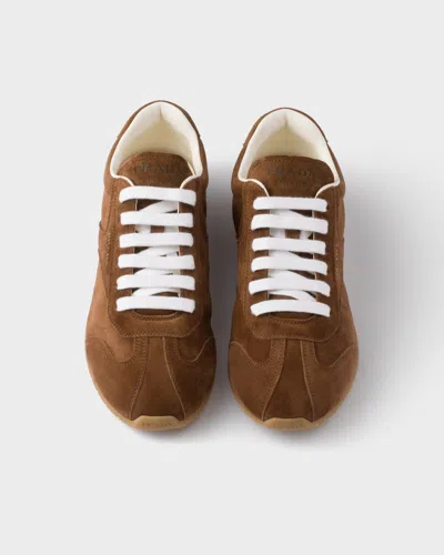 Prada Suede Sneakers In Brown