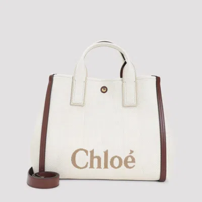 Chloé Hot Sand White Cotton Carry Shoulder Bag In White