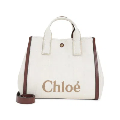 Chloé Hot Sand White Cotton Carry Shoulder Bag In White