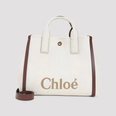 Chloé Hot Sand White Cotton Carry Shoulder Bag In White