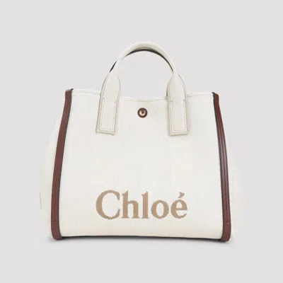 Chloé Hot Sand White Cotton Carry Shoulder Bag In White