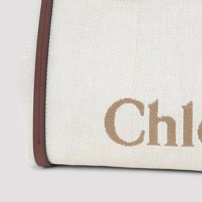 Chloé Hot Sand White Cotton Carry Shoulder Bag In White
