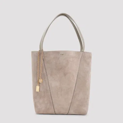 Chloé Luxe Suede Tote Chain Detail