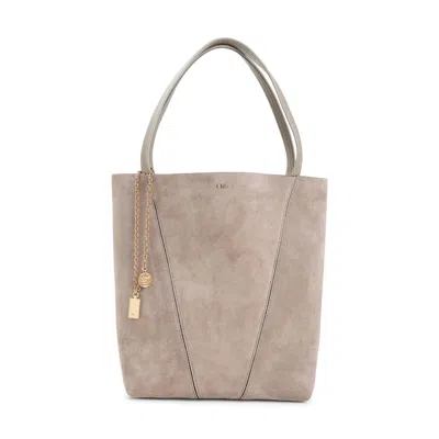 Chloé Luxe Suede Tote Chain Detail