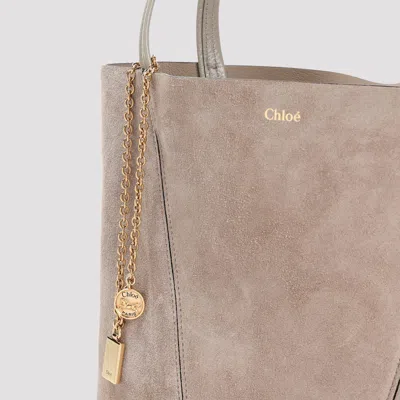 Chloé Luxe Suede Tote Chain Detail