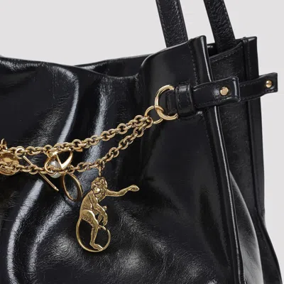 Chloé Black Shoulder Bag With Metallic Charms And Chain Details In Leather Woman In Black