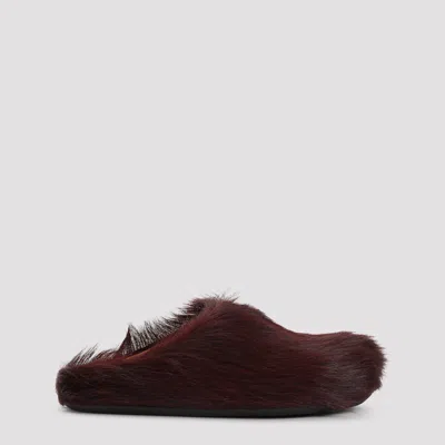 Marni Colorful Calf Hair Slip-on Shoes In Brown