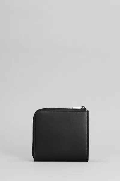 Jil Sander Leather Card Holder With Top Zip Closure In Black