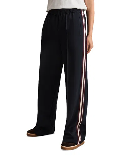 Reiss Petite Robyn Side Stripe Wide Leg Trousers In Blue