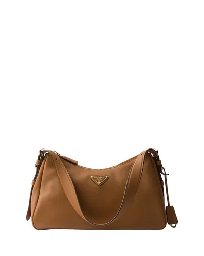 Prada Aimee Medium Leather Shoulder Bag In Brown