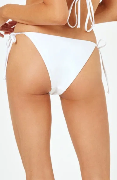 L*space Satin Shine Lennox Classic String Bikini Bottom In White In White
