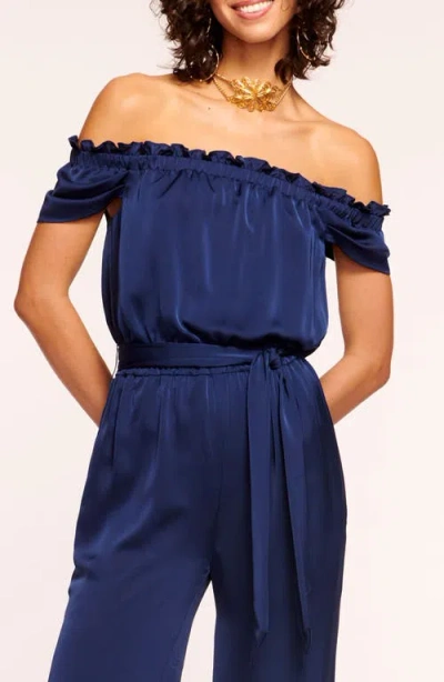 Ramy Brook Lee Off-the-shoulder Jumpsuit In Blue