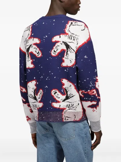 Bally Bear-pattern Switzerland Sweater In Blue