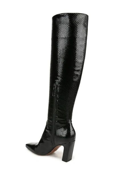Franco Sarto Bowman Snakeskin Embossed Knee High Boot In Black